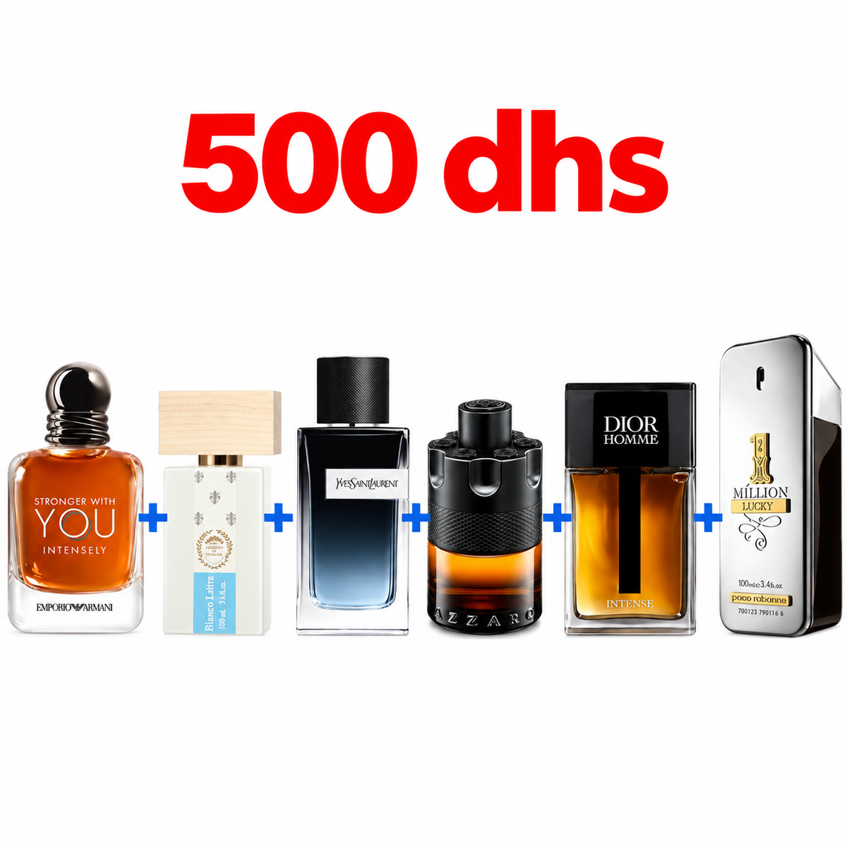Pack Y Eau de Parfum + 1 Million Lucky + Stronger With You Intensely + The Most Wanted Parfum + Dior Homme Intense + Bianco Latte